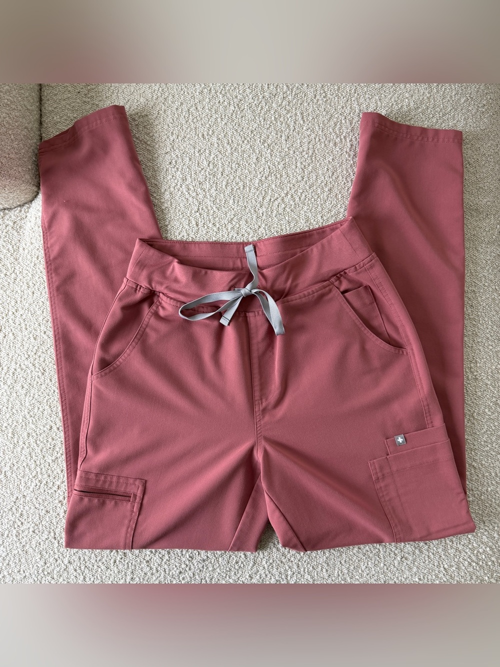 Figs High Waisted Yola Skinny Scrub Pants Mauve Pink - Small Tall